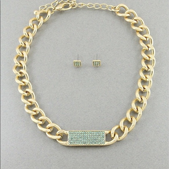 Mint Rhinestone Link Set - Picture 2 of 3